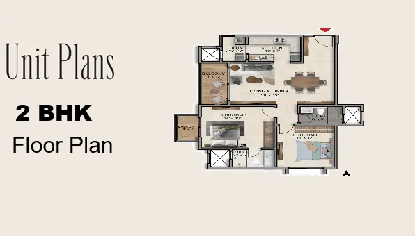 Brigade Silvercrest 2 BHK Floor Plan