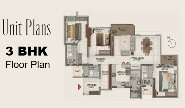 Brigade Silvercrest 3 BHK Floor Plan