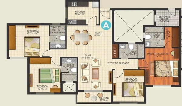 Brigade Silvercrest 4 BHK Floor Plan